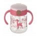 Richell TLI Straw Bottle 200ml แก้วหัดดูดมือจับ สีชมพู ลายกวาง